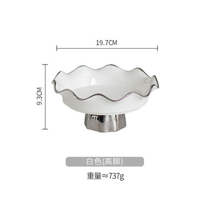 Salad Bowl European Luxury Home Decor Serving Dessert Bowls Snacks Sliver Stand Decorative Porcelain Fruit Bowl