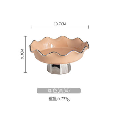 Salad Bowl European Luxury Home Decor Serving Dessert Bowls Snacks Sliver Stand Decorative Porcelain Fruit Bowl