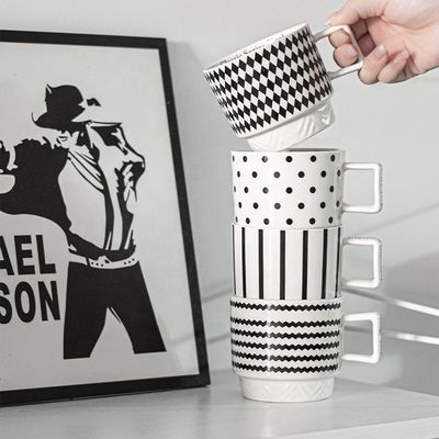 Experience The Elegance Of Black And White Ceramic Mug Coffee Cup For Business Gifts