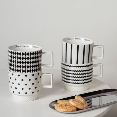 Experience The Elegance Of Black And White Ceramic Mug Coffee Cup For Business Gifts