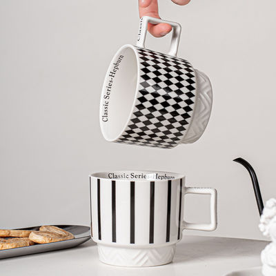 Experience The Elegance Of Black And White Ceramic Mug Coffee Cup For Business Gifts