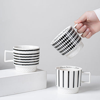 Experience The Elegance Of Black And White Ceramic Mug Coffee Cup For Business Gifts