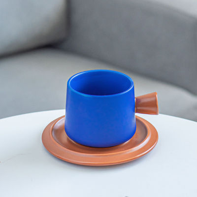 320ml Volume Porcelain Tea Mug Ceramic Coffee Cup And Saucer Set Klein Blue Cups