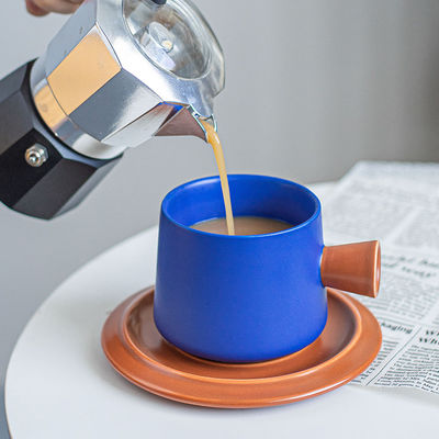 320ml Volume Porcelain Tea Mug Ceramic Coffee Cup And Saucer Set Klein Blue Cups