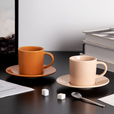 Business Gifts Small Pottery Coffee Mugs With Spoon And Gift Box In Classic Nordic Design