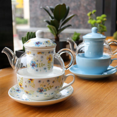 One Person Afternoon Tea Ceramic Cup and Saucer with Sustainable Tea Infuser Strainer