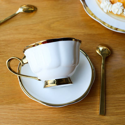 Sustainable Luxury Gold Rim Porcelain Espresso Cappuccino Turkish Coffee Tea Cup Set