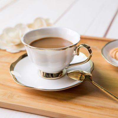 Sustainable Luxury Gold Rim Porcelain Espresso Cappuccino Turkish Coffee Tea Cup Set