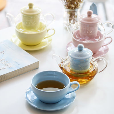 Drinkware Type Coffee Tea Sets Europe Design Style Clear Glass Teapot Set with Infuser
