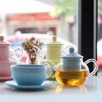 Drinkware Type Coffee Tea Sets Europe Design Style Clear Glass Teapot Set with Infuser