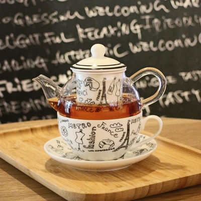 Handmade Ceramic/Glass Tea Pot and Cup Europe Design Tea Set for One Person