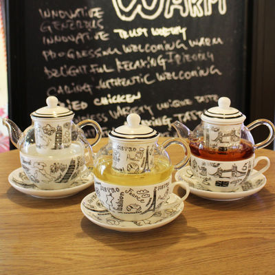 Handmade Ceramic/Glass Tea Pot and Cup Europe Design Tea Set for One Person