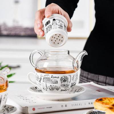 Handmade Ceramic/Glass Tea Pot and Cup Europe Design Tea Set for One Person