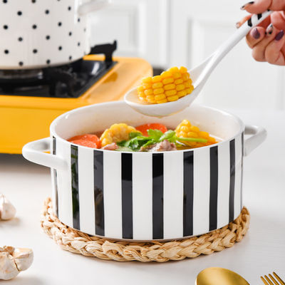 Light Luxury Ceramic Soup Bowl Set Perfect for Business Gifts and Sustainable Cooking