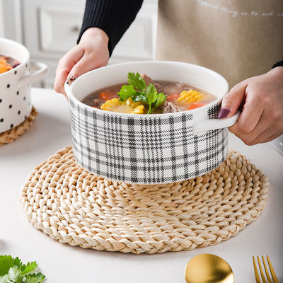 Light Luxury Ceramic Soup Bowl Set Perfect for Business Gifts and Sustainable Cooking