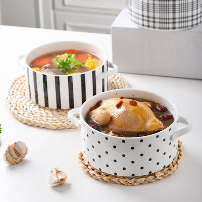 Light Luxury Ceramic Soup Bowl Set Perfect for Business Gifts and Sustainable Cooking