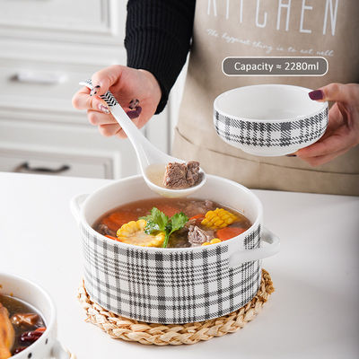Light Luxury Ceramic Soup Bowl Set Perfect for Business Gifts and Sustainable Cooking