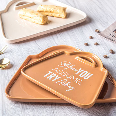On-Glazed Technique Ceramic Dinner Plate Handbag Pattern For Restaurant Catering Sale