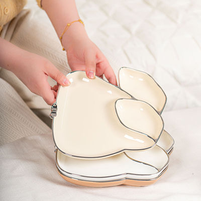 Irregular Rabbit Shape Ceramic Plate Dinnerware Type Dishes Plates for Creative Meals