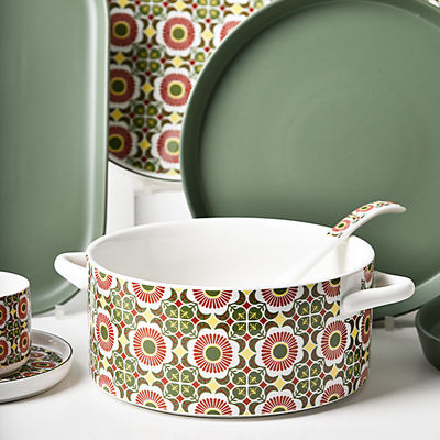 Kitchen Tabletop Ceramic Plates Set Bohemian Style Print Dinner Plate Dessert Plate