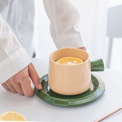 Ceramic Tea Cups And Saucer Sets With Custom Colors Glazed For Restaurant Coffee Cups