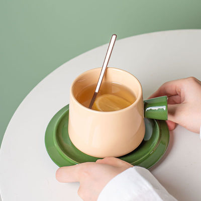 Ceramic Tea Cups And Saucer Sets With Custom Colors Glazed For Restaurant Coffee Cups