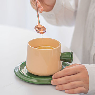 Ceramic Tea Cups And Saucer Sets With Custom Colors Glazed For Restaurant Coffee Cups