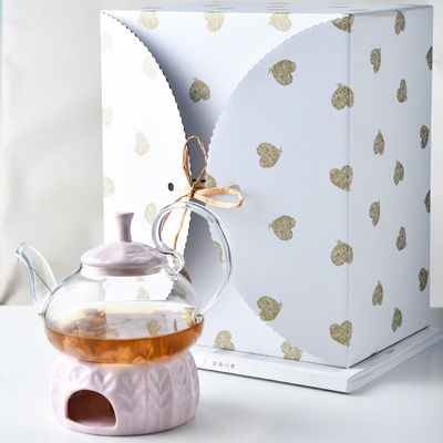 Contemporary Design Glass Teapot British Tea Set Heater and Gift Box Included