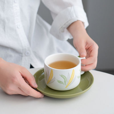 Custom Ceramic Coffee Cup And Saucer With Decal Nordic Design Style for Business Gifts