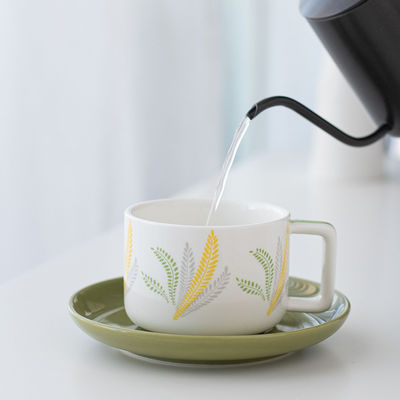 Custom Ceramic Coffee Cup And Saucer With Decal Nordic Design Style for Business Gifts