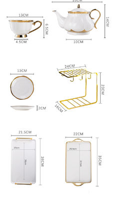 Luxury Tea Set Gold Ceramic Tea Pot and Tea Cup Set for Afternoon Coffee