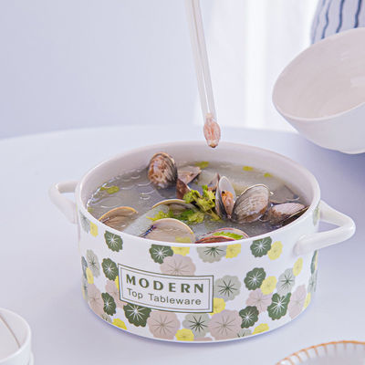 60 oz Ceramic Soup Noodle Ramen Pot With Lid Ideal for Parties Ceramic Type Porcelain
