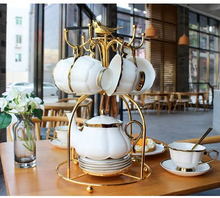 Luxury Tea Set Gold Ceramic Tea Pot and Tea Cup Set for Afternoon Coffee