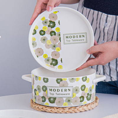 60 oz Ceramic Soup Noodle Ramen Pot With Lid Ideal for Parties Ceramic Type Porcelain