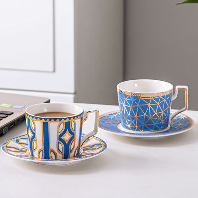Reusable Floral Decal Design Porcelain Cup And Saucer Set Ceramic Turkish Coffee Tea Cup
