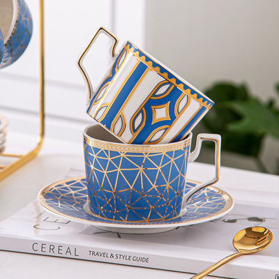 Reusable Floral Decal Design Porcelain Cup And Saucer Set Ceramic Turkish Coffee Tea Cup