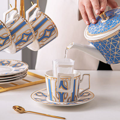Reusable Floral Decal Design Porcelain Cup And Saucer Set Ceramic Turkish Coffee Tea Cup