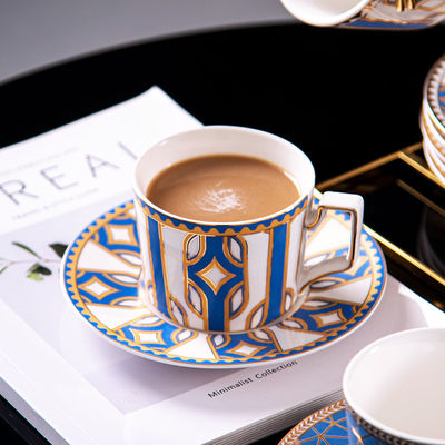 Reusable Floral Decal Design Porcelain Cup And Saucer Set Ceramic Turkish Coffee Tea Cup