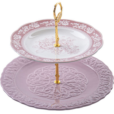Modern Style Custom 2 Tier Ceramic Wedding Dessert Fruit Snack Cupcake Cake Stand For Tea Party Serving Platter