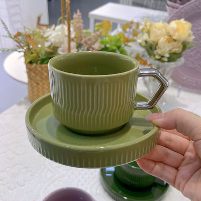 Ceramic Silver Rim Tea Cup And Saucer Set For Luxury Modern Nordic Coffee Experience