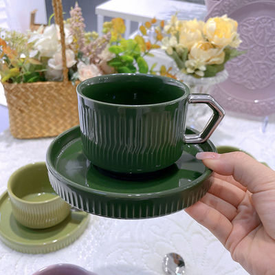 Ceramic Silver Rim Tea Cup And Saucer Set For Luxury Modern Nordic Coffee Experience