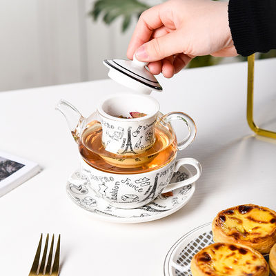 Ceramic Drinkware Type Tea And Coffee Pot Set For One Glass Tea Pot And Cup In Porcelain