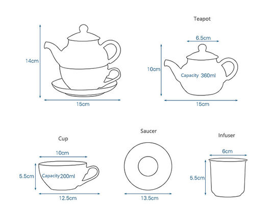 Ceramic Drinkware Type Tea And Coffee Pot Set For One Glass Tea Pot And Cup In Porcelain