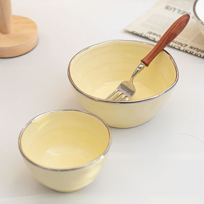 Hotel Restaurant Dough Bowl Ceramic Mixing Bowls In Solid Yellow Color Of Other Volume