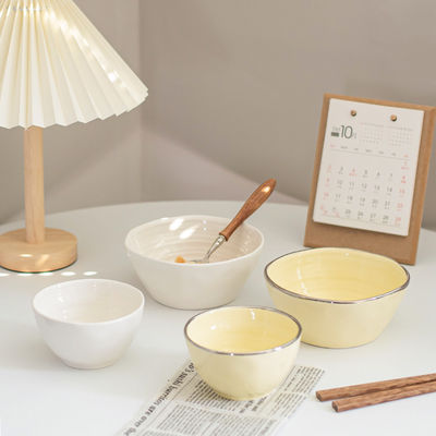 Hotel Restaurant Dough Bowl Ceramic Mixing Bowls In Solid Yellow Color Of Other Volume
