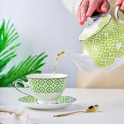 Ceramic Teapot Set Japanese Style Porcelain Tea Pot With Cup Saucer Metal Holder Stand