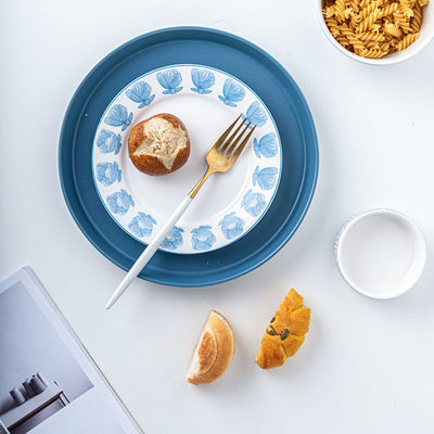 White Blue Bowls Charger Steak Plates Dish Tableware Porcelain Dinner Sets For 10 Users