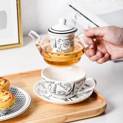 Convenient One Person Porcelain Tea Infuser Mug With Glass And Stackable Teapot