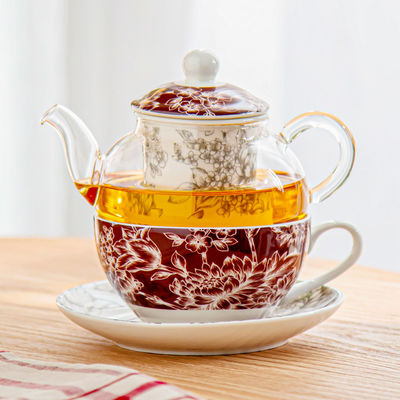 Convenient One Person Porcelain Tea Infuser Mug With Glass And Stackable Teapot