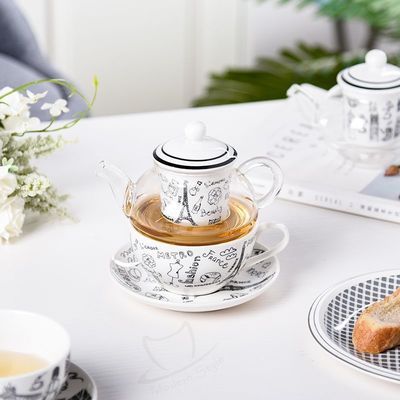 Ceramic Tea Mug With Strainer And European Glass Teapot Sustainable One Person Teekanne Set